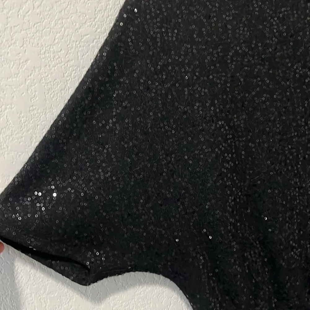 BIRD BY JUICE COUTURE Short Sleeve Black Sequin Dress, Pockets, Size S - Image 4