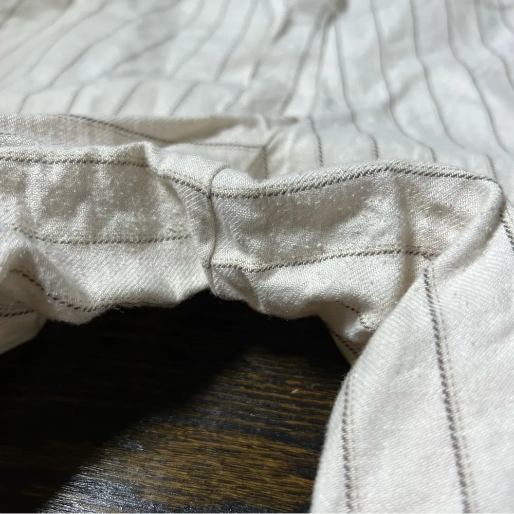 ASOS Cream Linen Blend Wide Leg Culotte Pants in Stripe - Image 14