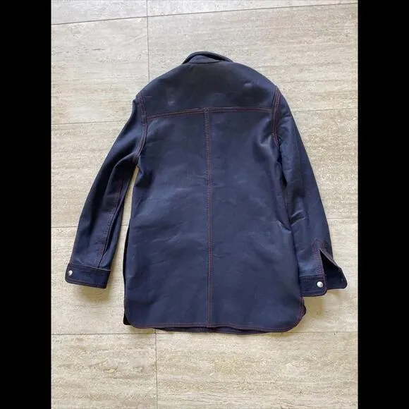 World‎ Knits Reversible Suede Leather Jacket Women’s 12 Blue Red Line Vintage - Image 6