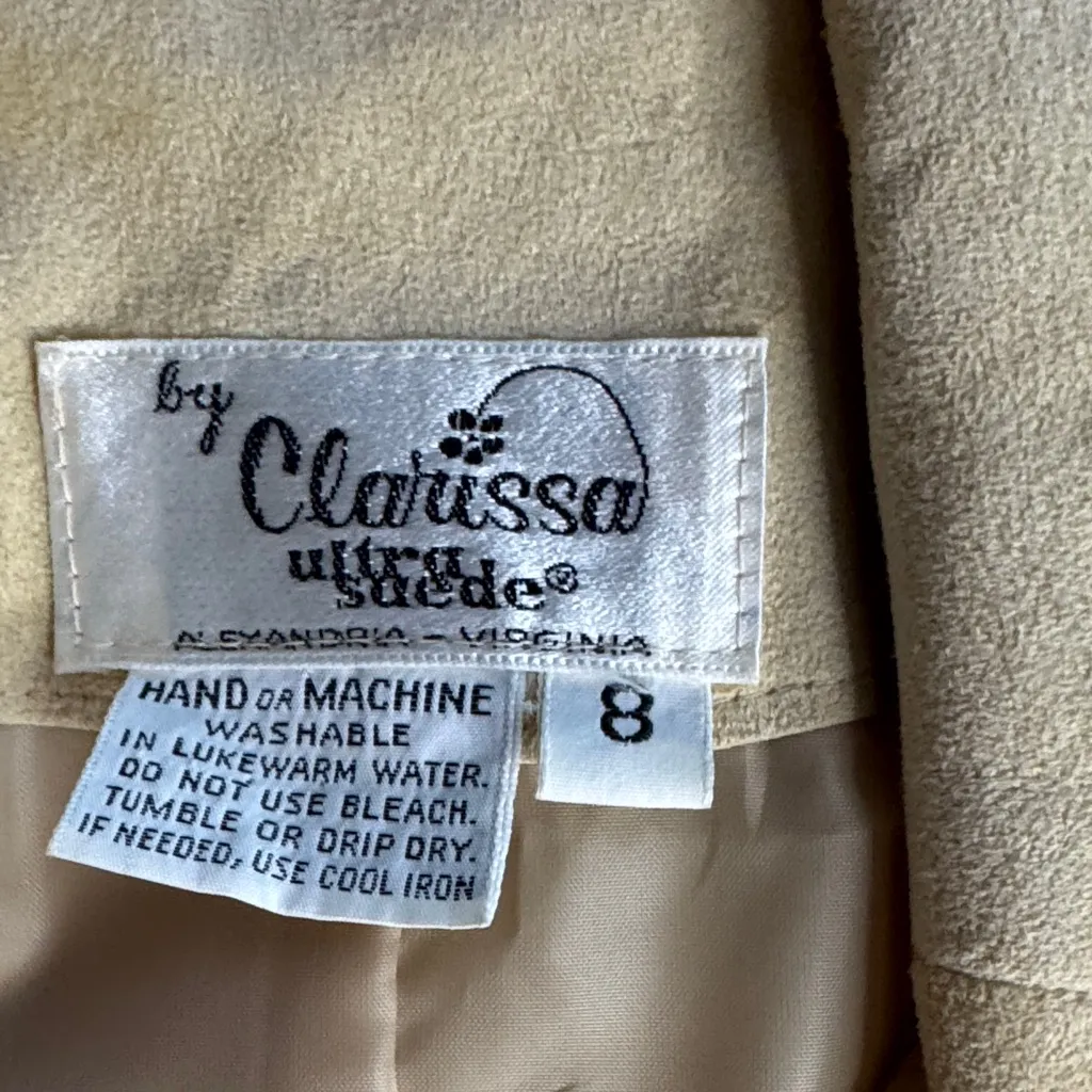 Vintage 80’s Cream Ultra Suede Skirt Suit Set Size undefined - Image 2