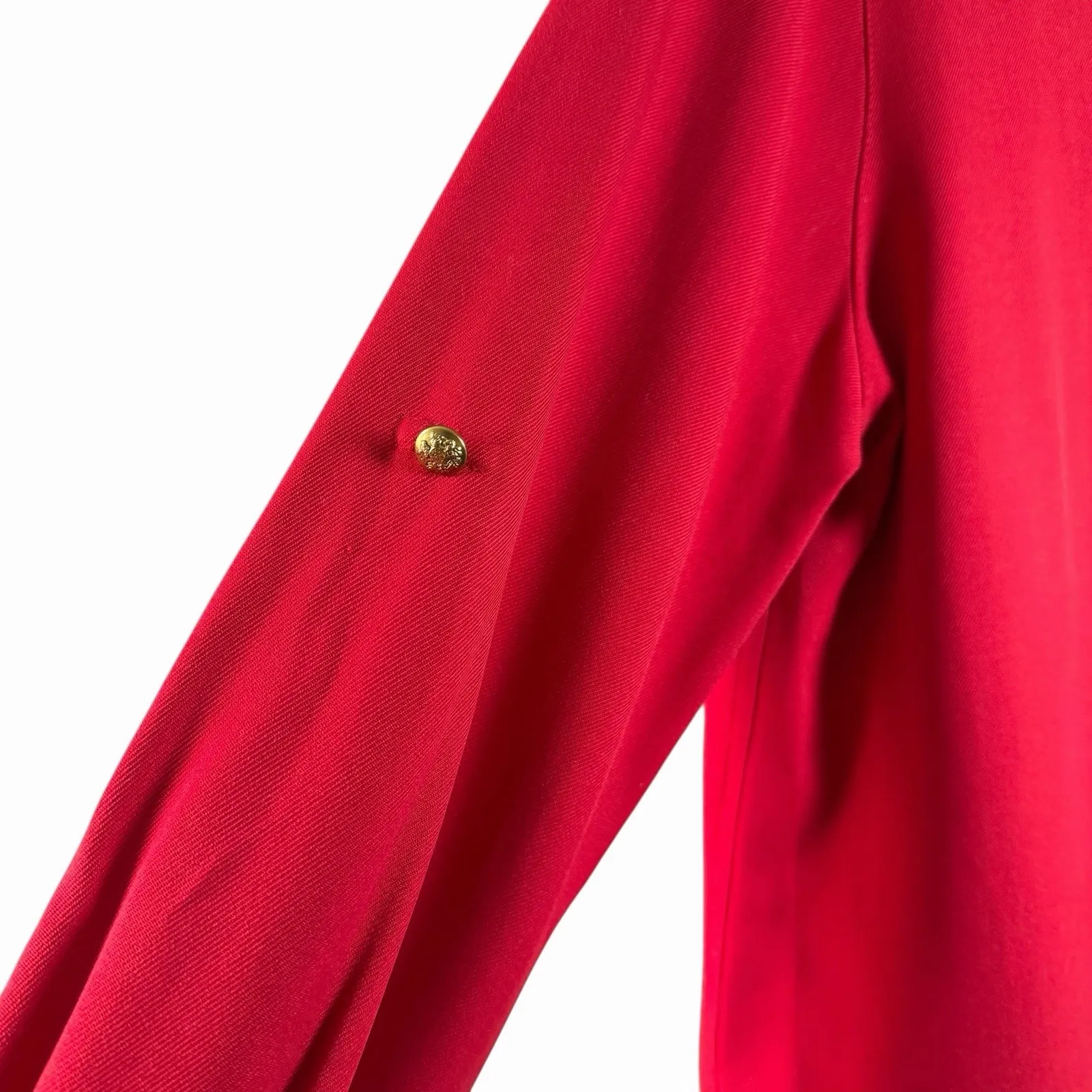 VTG 90s Lauren Ralph Lauren 100% Silk Crest Button Top Womens M Red Gold Logo - Image 12