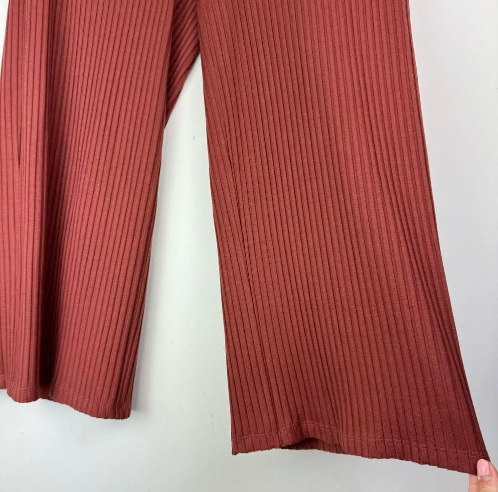 Eileen Fisher Wide Leg Ribbed Stretch Pants Sz Small Terracotta Rust - Image 11
