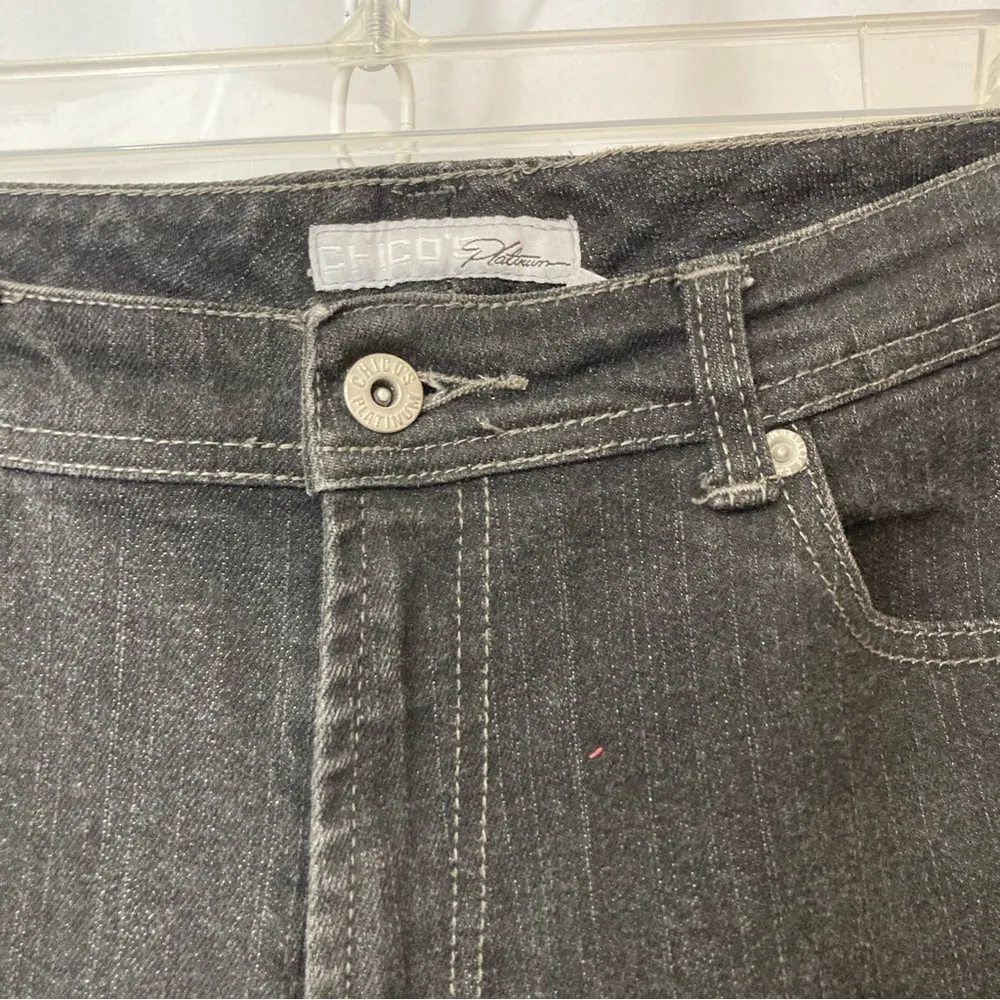 Chico’s Platinum Quartz Jean Black Mid Rise Boot Cut Straight Denim Jean - Image 5