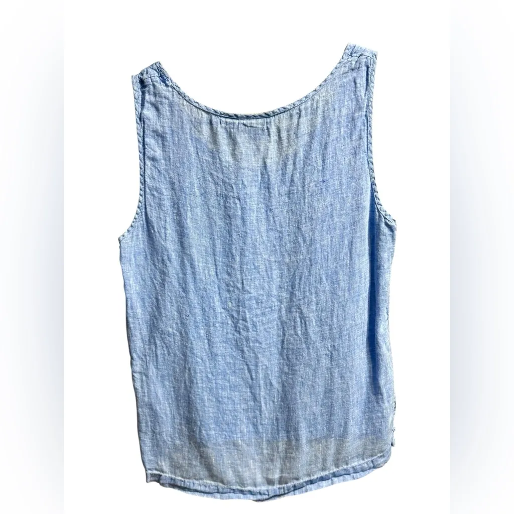 Jones New York Blue 100% Linen Tank Top Soft Girl Era Minimalist Euro Y2K Sz M - Image 2