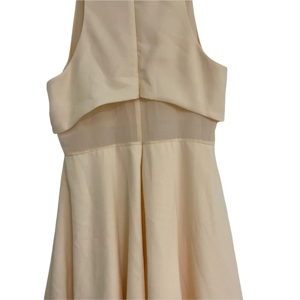 ASOS Sheer & Solid Skater Dress Bridal Wedding Cocktail Cream Feminine Mesh SZ 8 - Image 7
