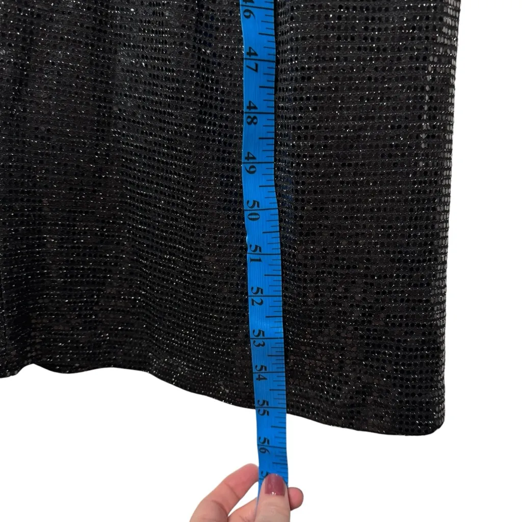 SLA THE LABEL Sz XS Women's Black Sequin Vneck Long Sleeve‎ Ebony Midi Dress - Image 11