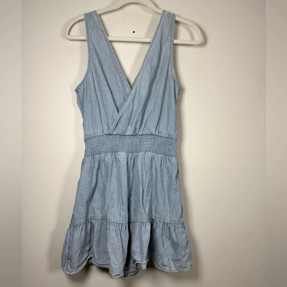 American Eagle  Outfitters Light Blue Denim Ruffle Romper-Sz S - Image 10
