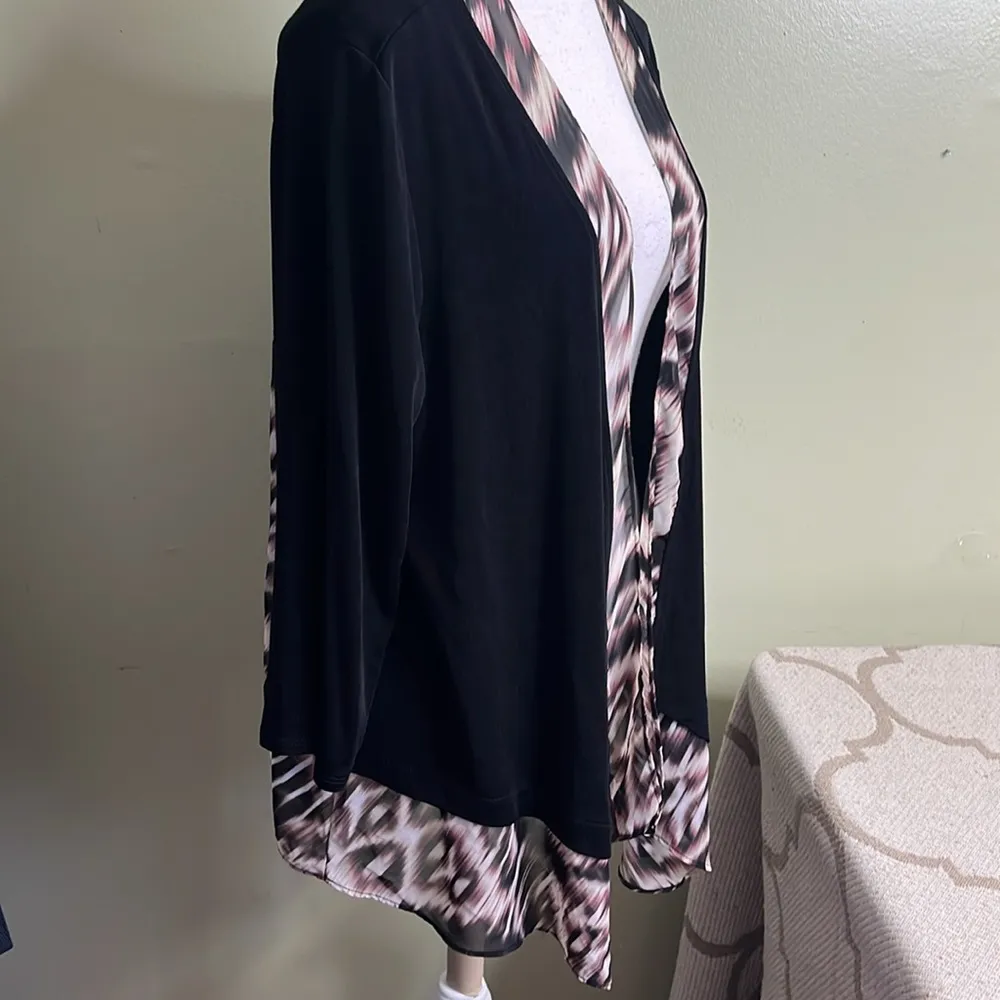 Chico's travelers Hazy Ikat open front 3/4 sleeve cardigan, size extra large - Image 2
