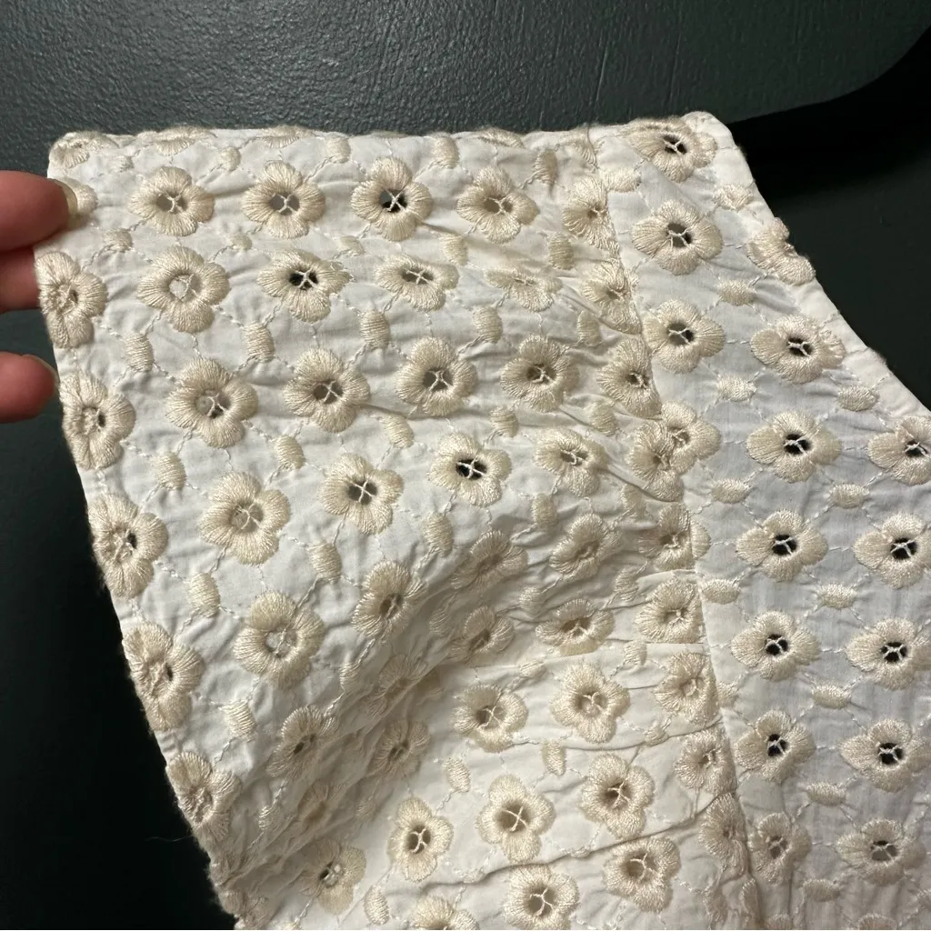 NEW Sezane Forta Blouse in Ecru Beige Womens 2 Cotton Ruffle Embroidered - Image 7