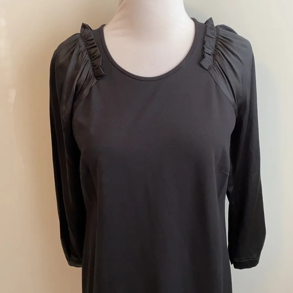 MaxMara Studio Black Ponte Silk Sleeve Shift Dress - Image 4