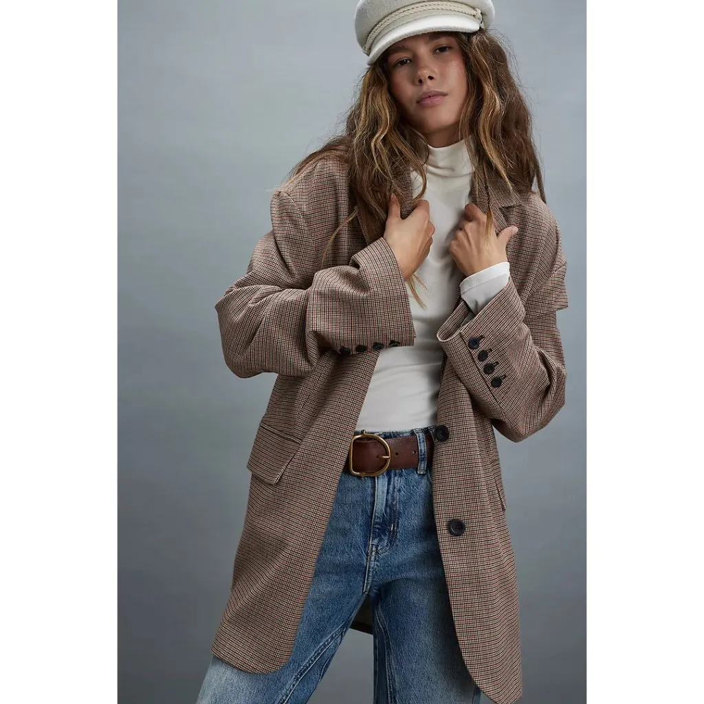 FREE PEOPLE Reggie Blazer in Ginger Combo Size Large - Image 8