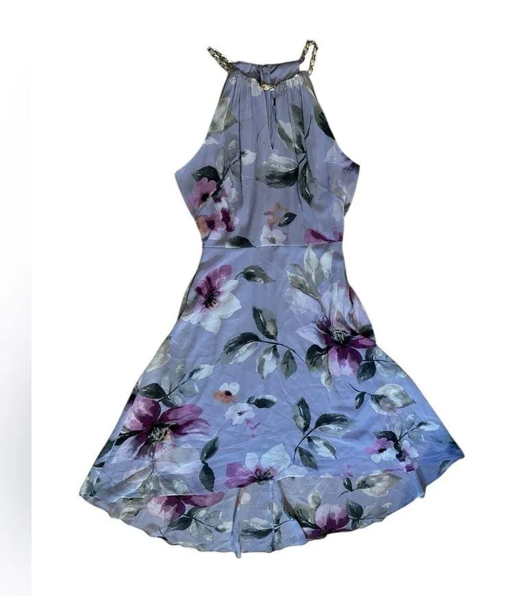 White House Black Market Women's Halter Dress Size 6 Floral Chiffon Hi Lo - Image 8