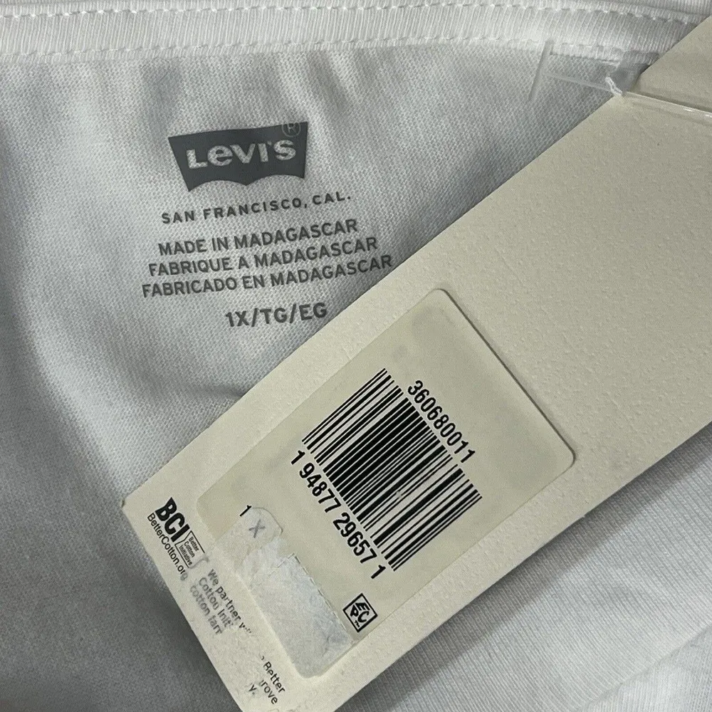 Levi's Womens 1X-Large T-Shirt Top Stretch Short Sleeve White 100% Cotton Logo - Image 5
