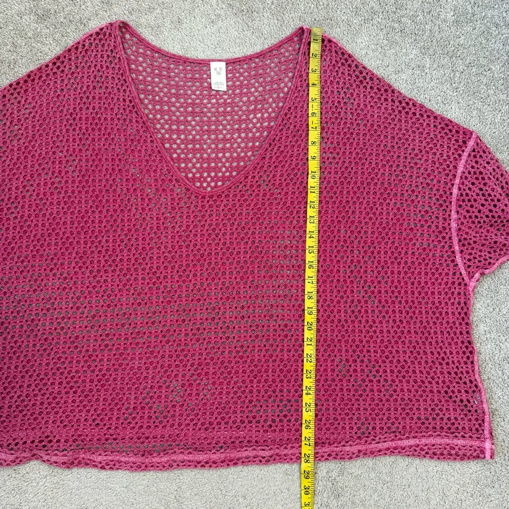 Free People We The Free Napa Crochet Open Knit Sweater Pink Napa Tee - Image 10