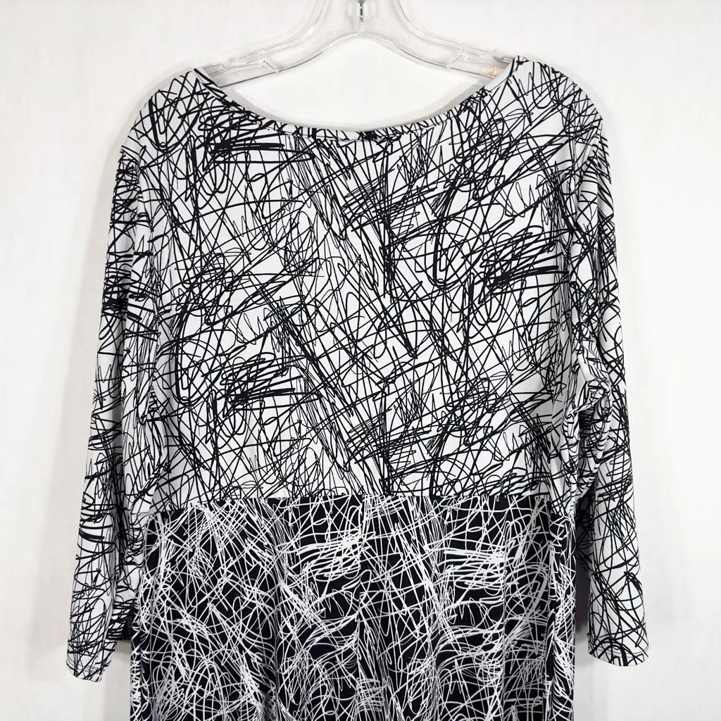 Avenue Plus Size 18W 20W Dress Midi Black White A‎ Line Stretch Keyhole 146 - Image 5