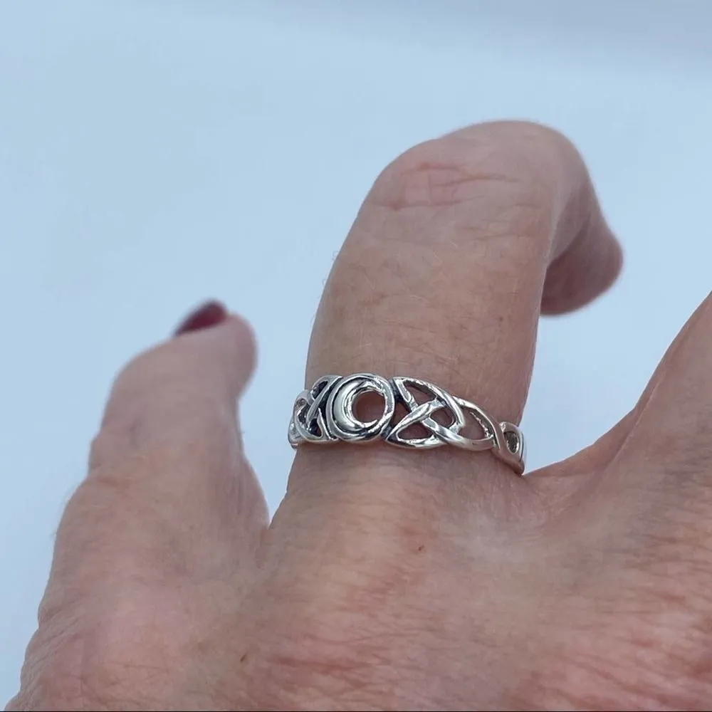Celtic Moon Sterling Silver Ring Sizes 6,8,9,10 Silver - Image 6