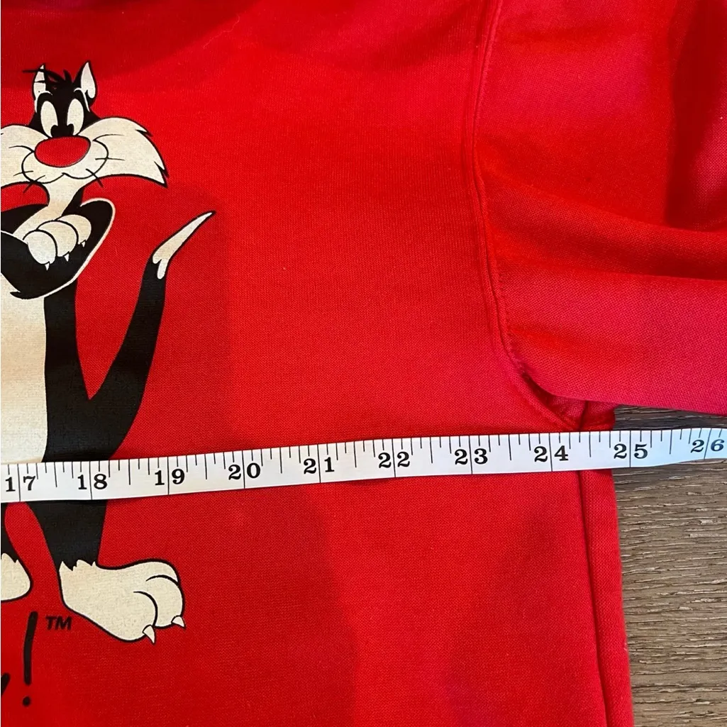 Looney Tunes Warner Brothers sweatshirt hoodie jacket Red Size M - Image 4