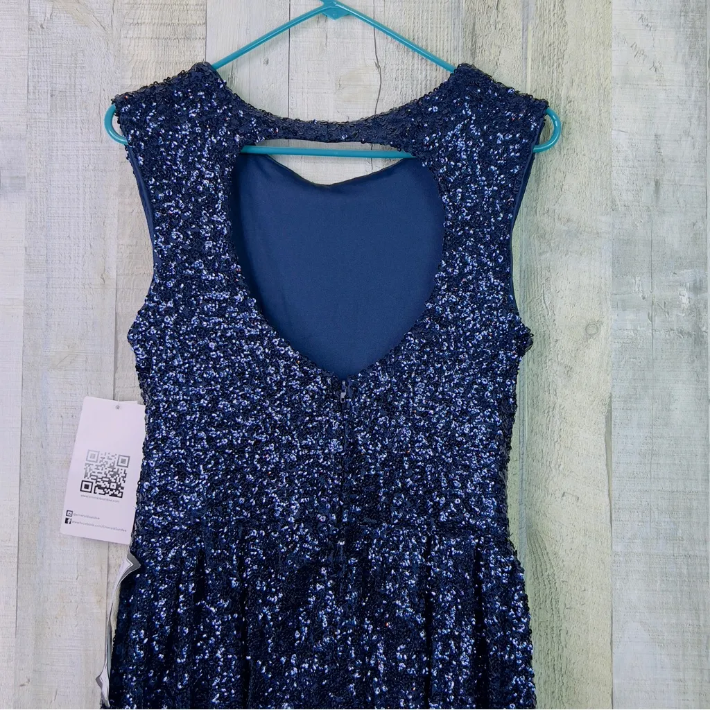 Emerald Sundae XL Blue Sequined Sleeveless Jewel Neck Fit & Flare Mini Dress - Image 7