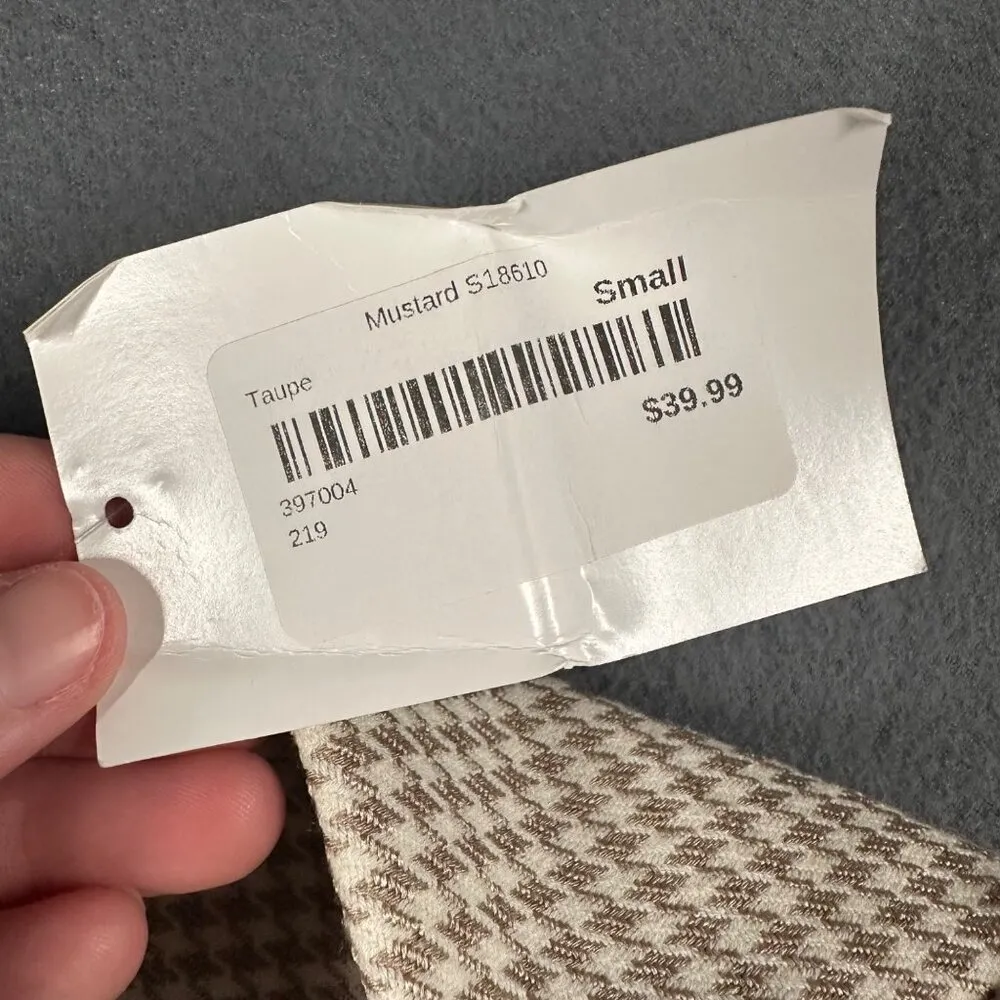 Pants Store Womens Small Beige Houndstooth Print Faux Wrap Skirt Skort NWT White - Image 3