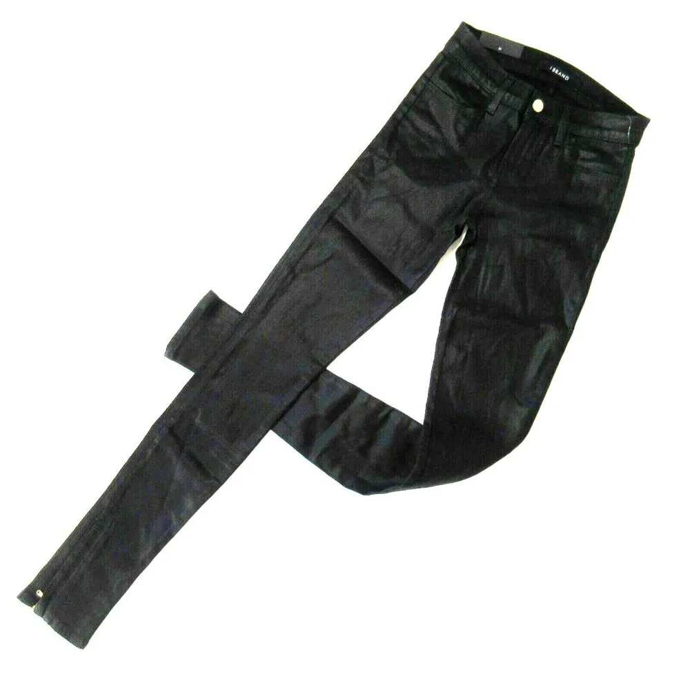 NWT J Brand Ryan Skinny in Fearless Coated Black Stocking Ankle Zip Jeans 24 - Image 6