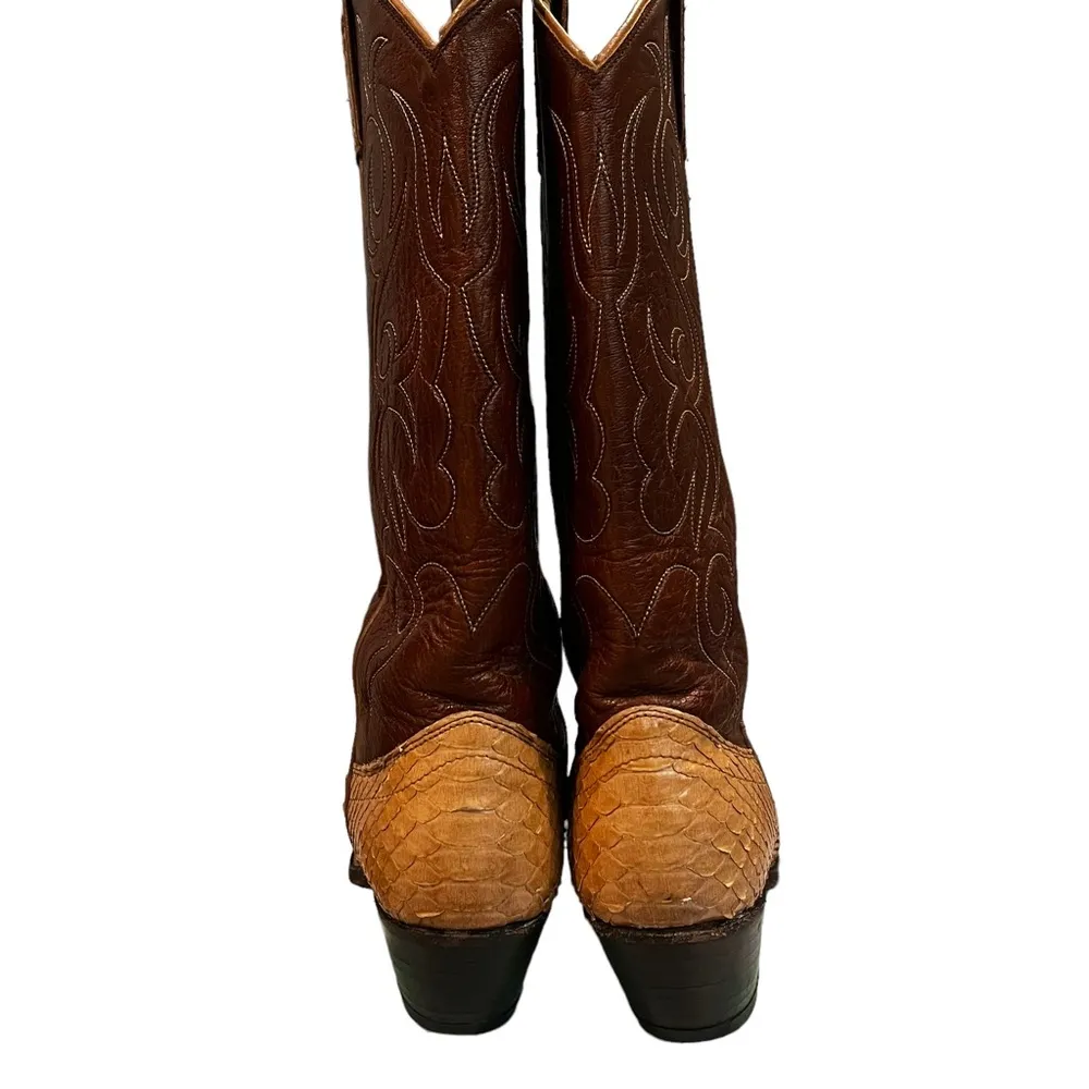 Vintage 1980's Dan Post Exotic Snakeskin Cowboy Boots, Sz 6.5 A - Image 6
