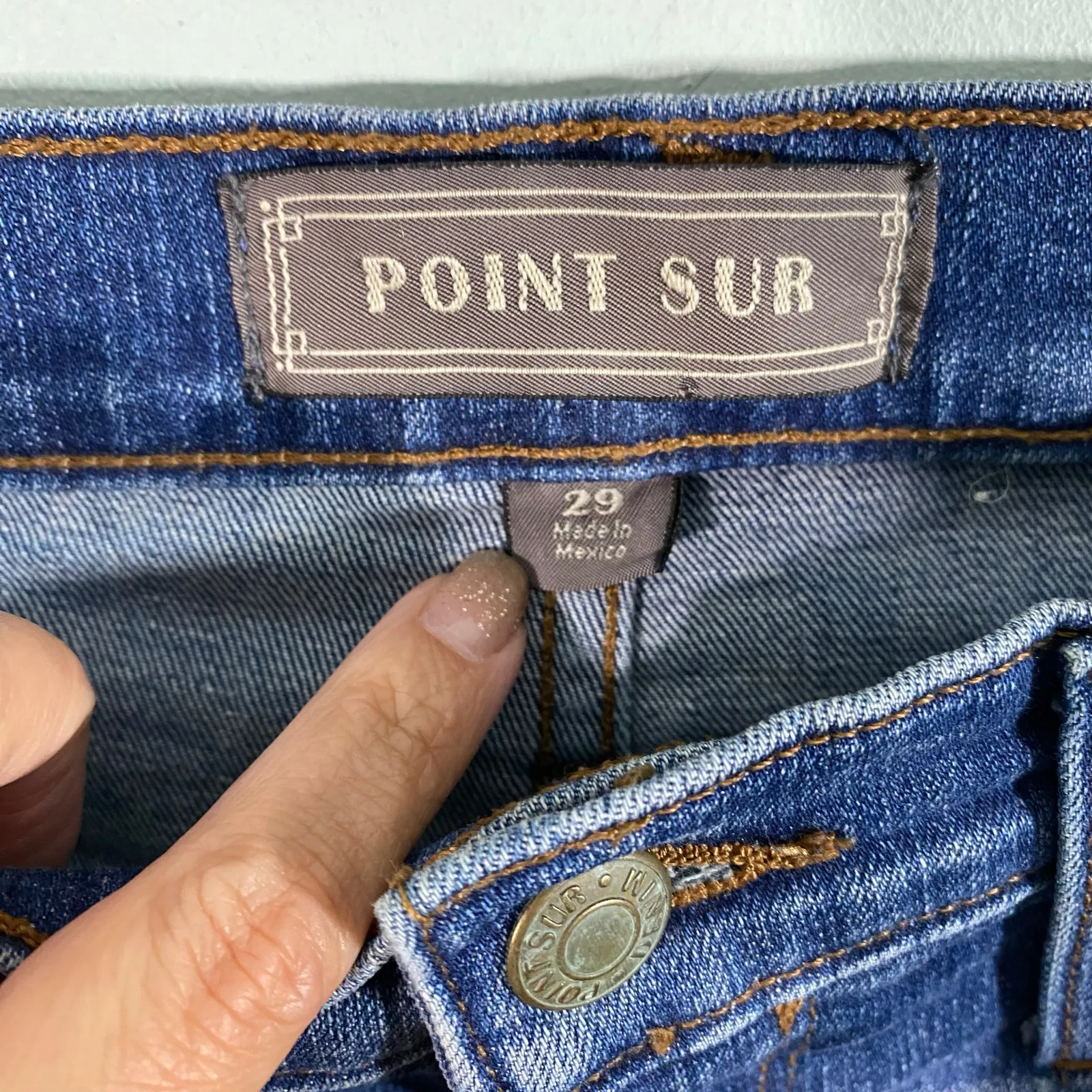 Point Sur J Crew Women Blue Raw Hem Ankle 10" Demi Boot Jeans Size 29 - Image 3