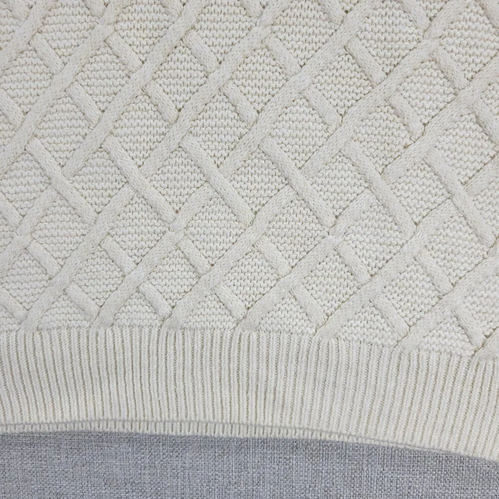 Tantrums Womens Vest One Size Ivory Wool Blend Cross Hatch Turtleneck Knit - Image 8