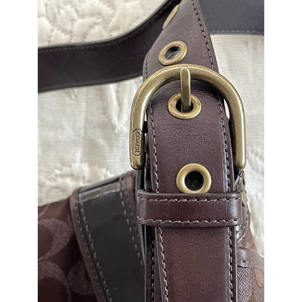 Vintage COACH H0868-F12852 Dark Brown Sparkly Signature Women’s Bag Crossbody - Image 13