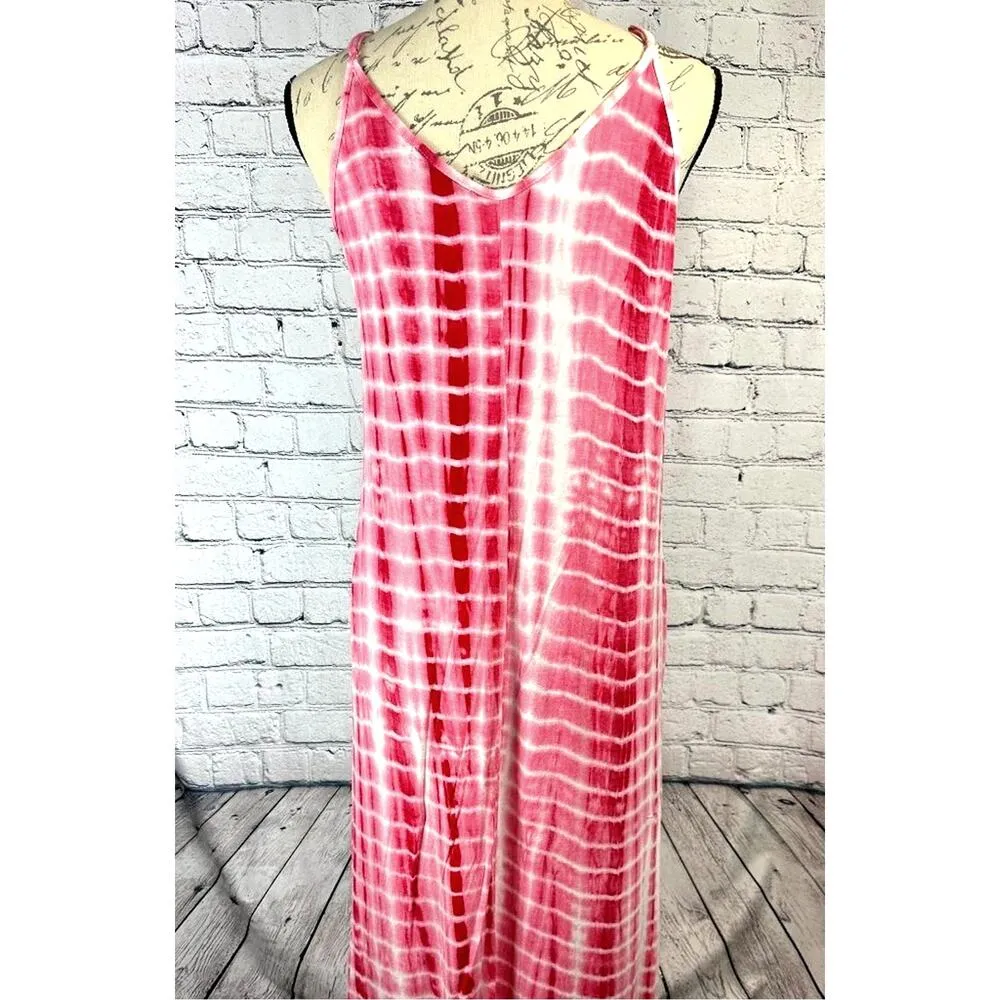 JayJay Loose Fitting Tie Dye Print Maxi Dress Pockets - Image 13