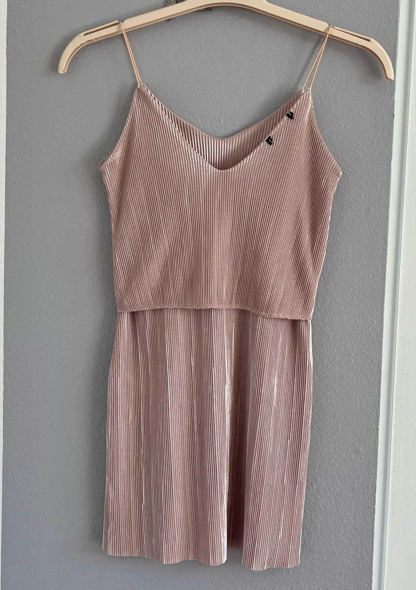 Strappy Champagne Pink Mini Dress Size 4 - Image 4