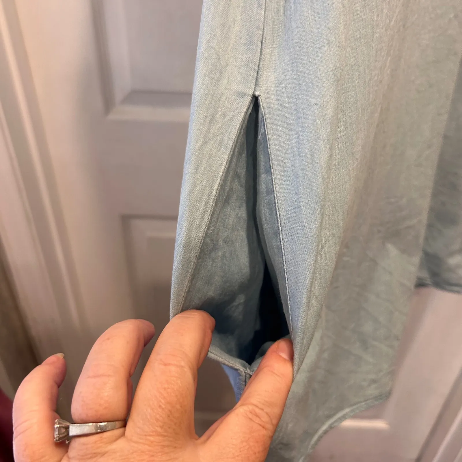 Mod Ref Women's Light Blue Tencel Casual Short Sleeve Mini Dress Large Pockets - Image 7