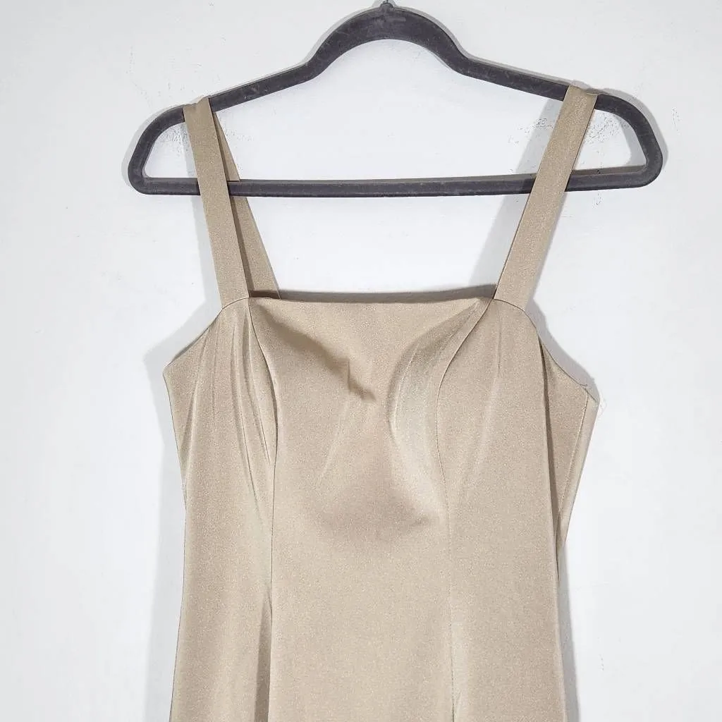 Allure Champagne Sleeveless Formal Mermaid Dress Size 6 Champagne Prom Dress Gold - Image 3