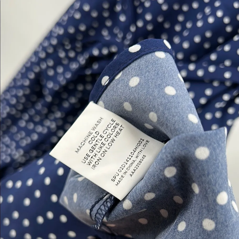 BloomChic Blue white tie waist polka dot midi shirt dress 22 3/4 sleeve plus Size undefined - Image 9