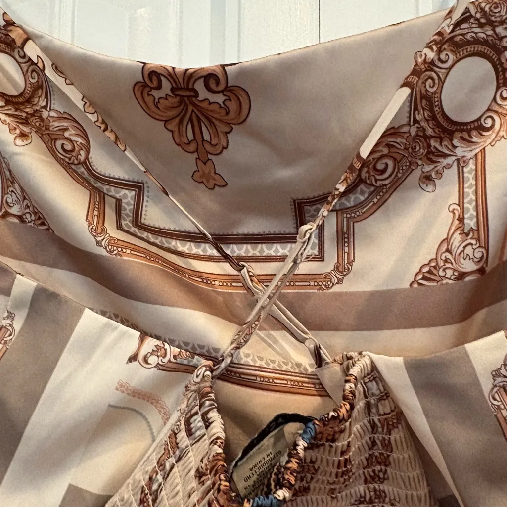 Rachel‎ Zoe Tan Printed Crop Top Size Medium - Image 4