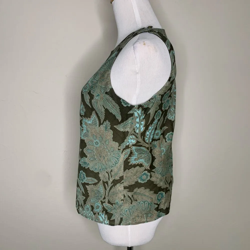 LOFT Green Blue Brown Paisley Sleeveless Top Tanks Sz 6 - Image 3