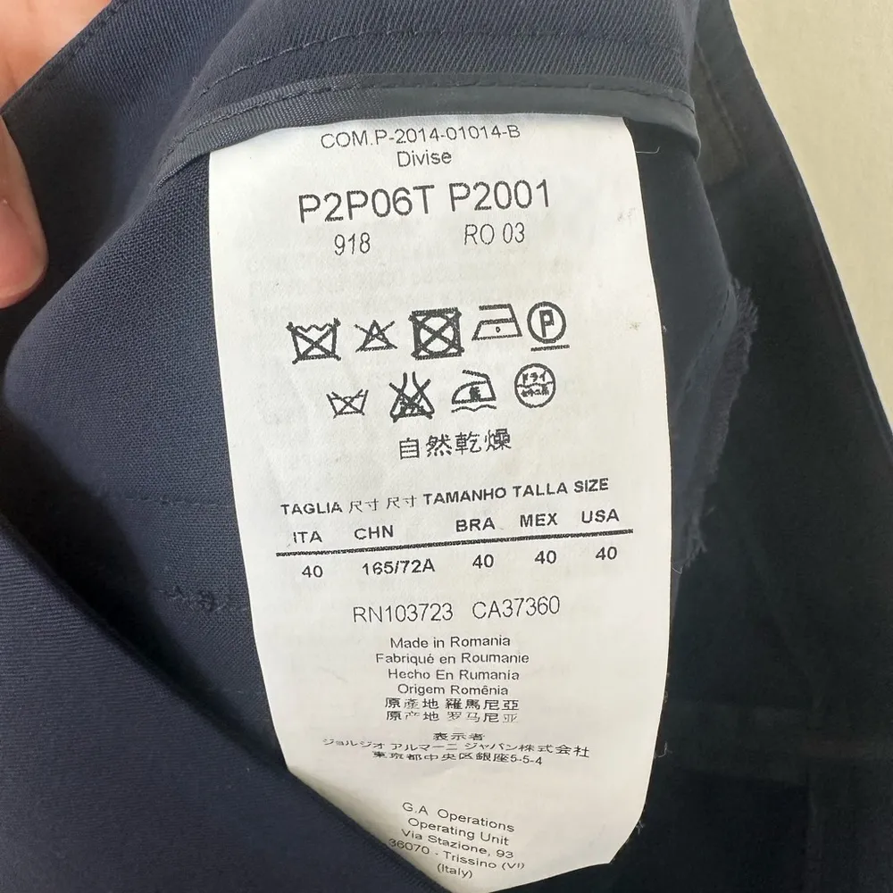 NWT Emporio Armani Navy Blue Wool Trousers Size 40 - Image 4