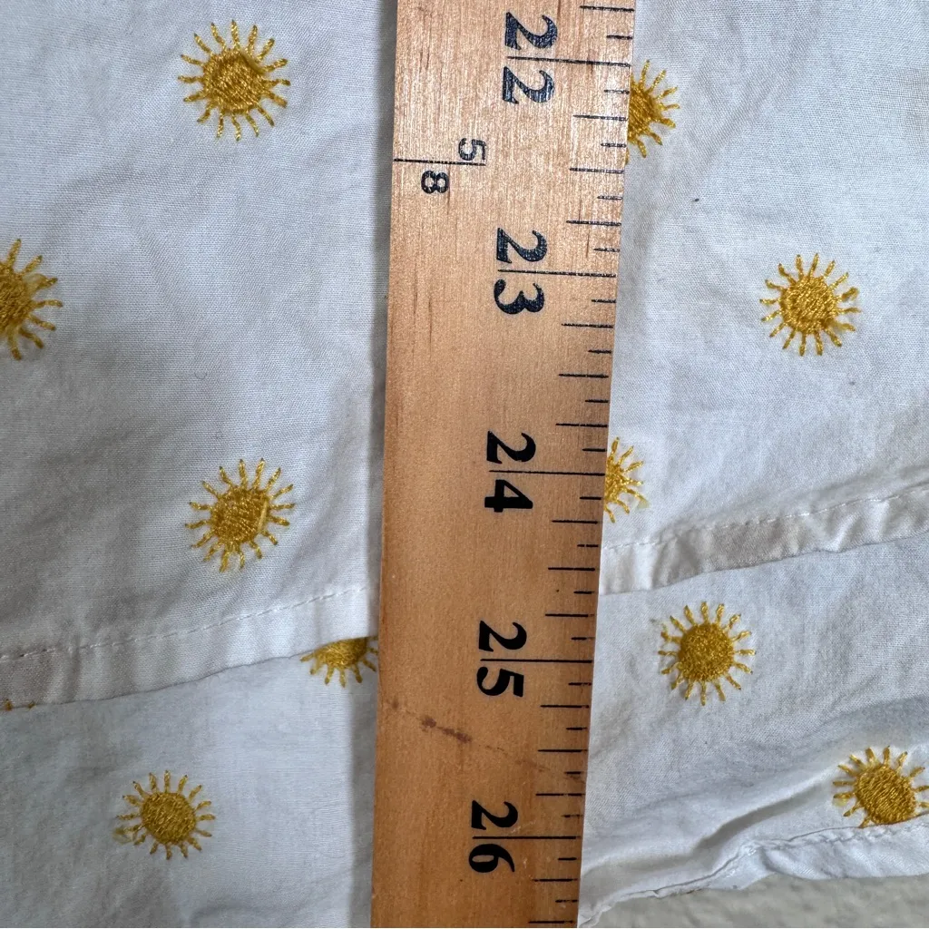 Madewell White Yellow Sun Embroidered Short Sleeve Button Down Shirt Womens S - Image 7