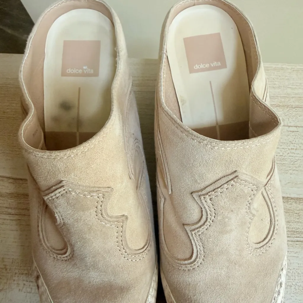 Dolce Vita Western Mule Heels White Size 11 - Image 4