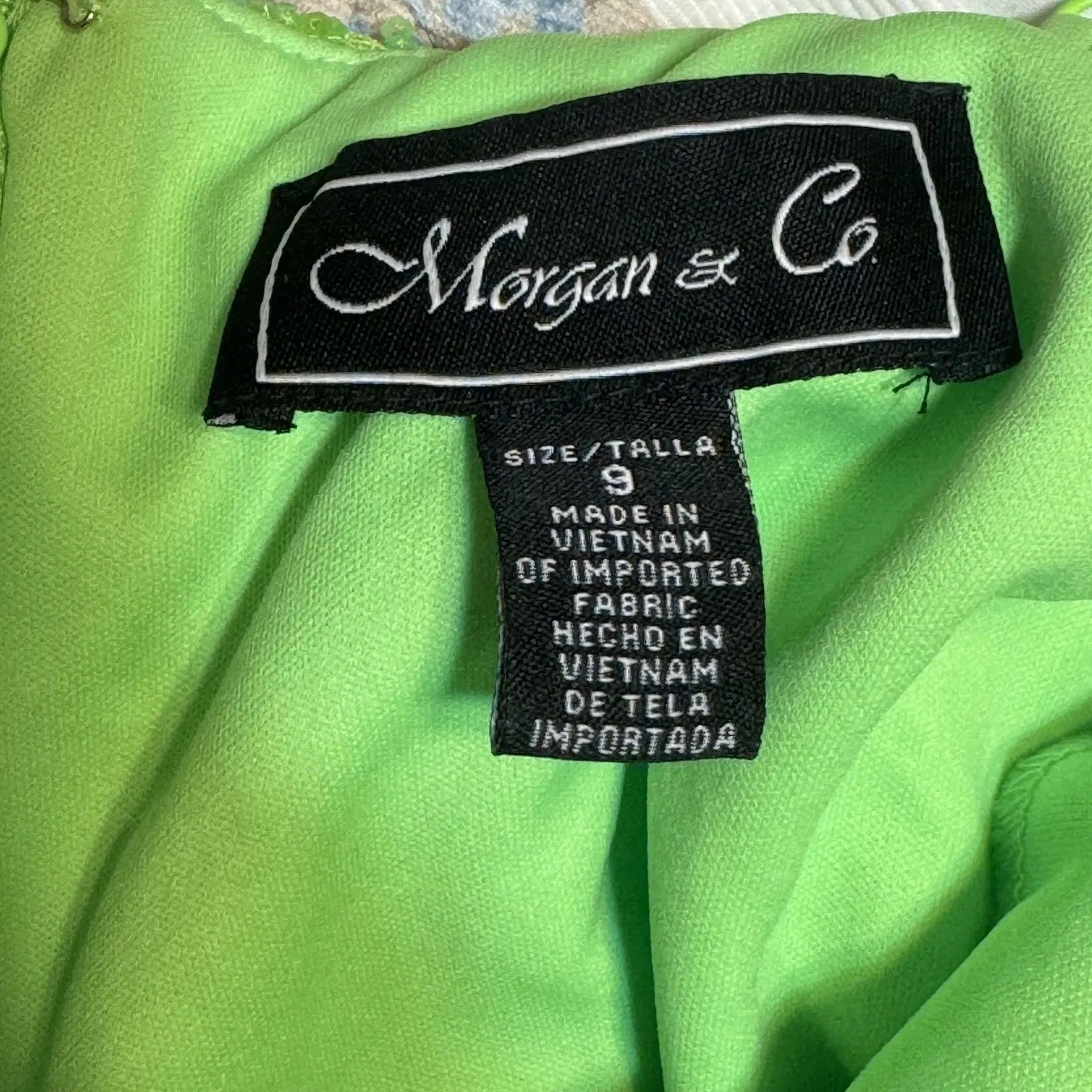 Morgan & Co Dress Womens 9 Green Sequin V Neck Spaghetti Strap Formal Prom Maxi Size undefined - Image 11