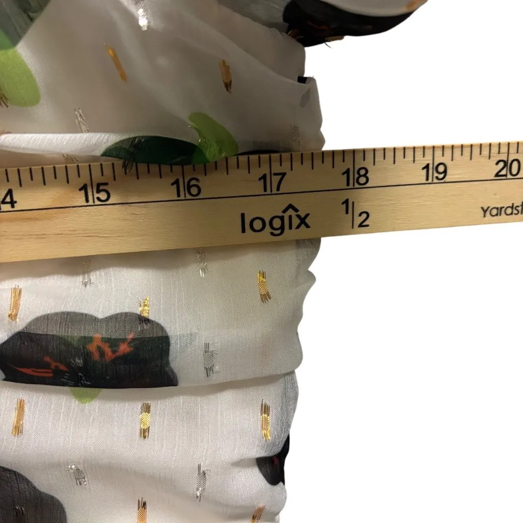 Buru Womens Floral Chiffon Midi Dress Long Sleeves Size L White Size L - Image 7