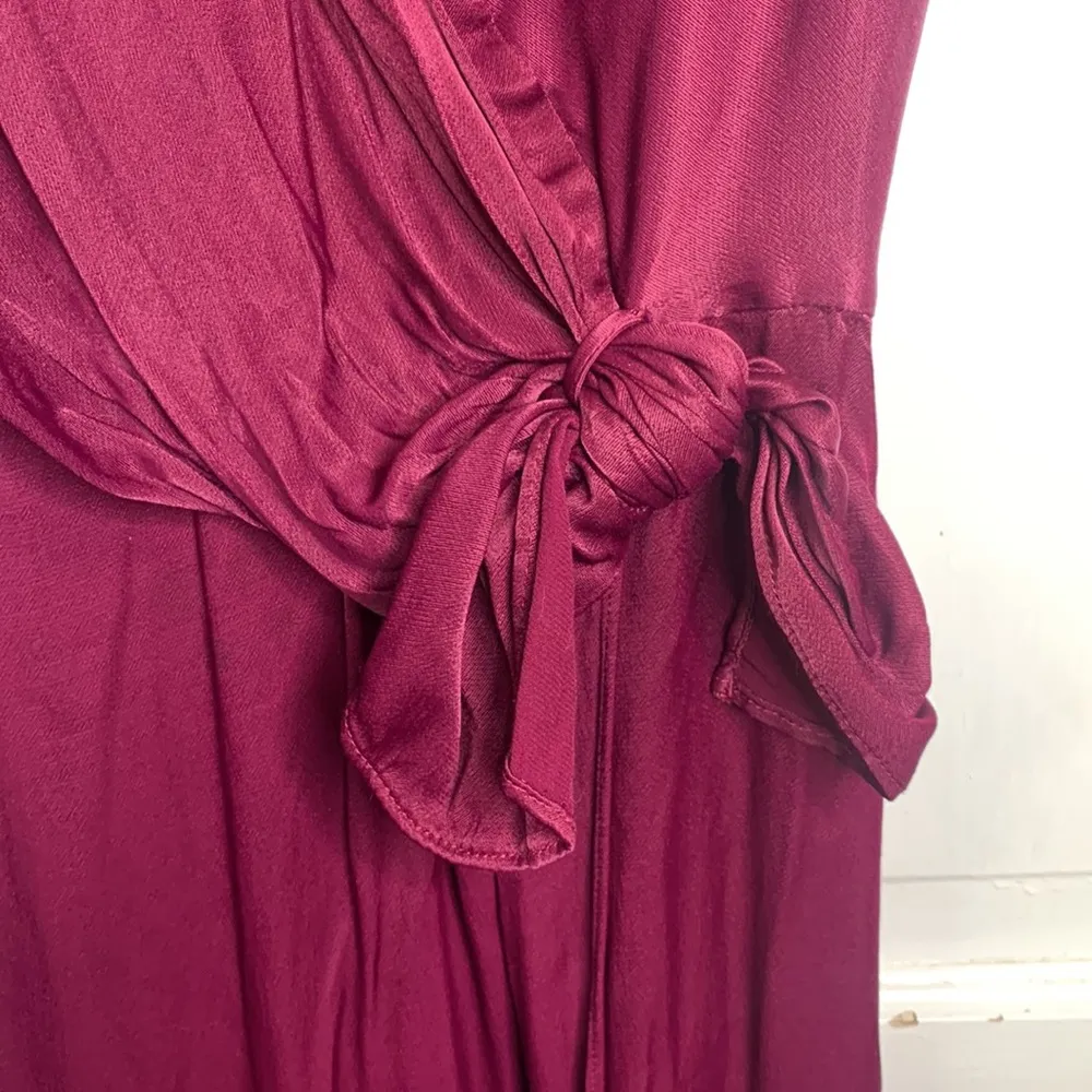 Anthropologie ‘Giverny’ Burgundy Silky Midi Slip Dress W-934 Sz 4 - Image 10