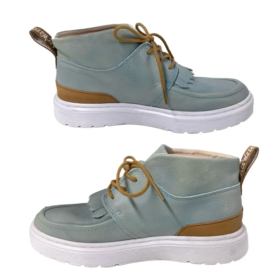 DR. MARTENS "JEMIMA" LIGHT BLUE & TAN THICK SOLE CHUKKA ANKLE BOOTS W/FRINGE (7) - Image 8