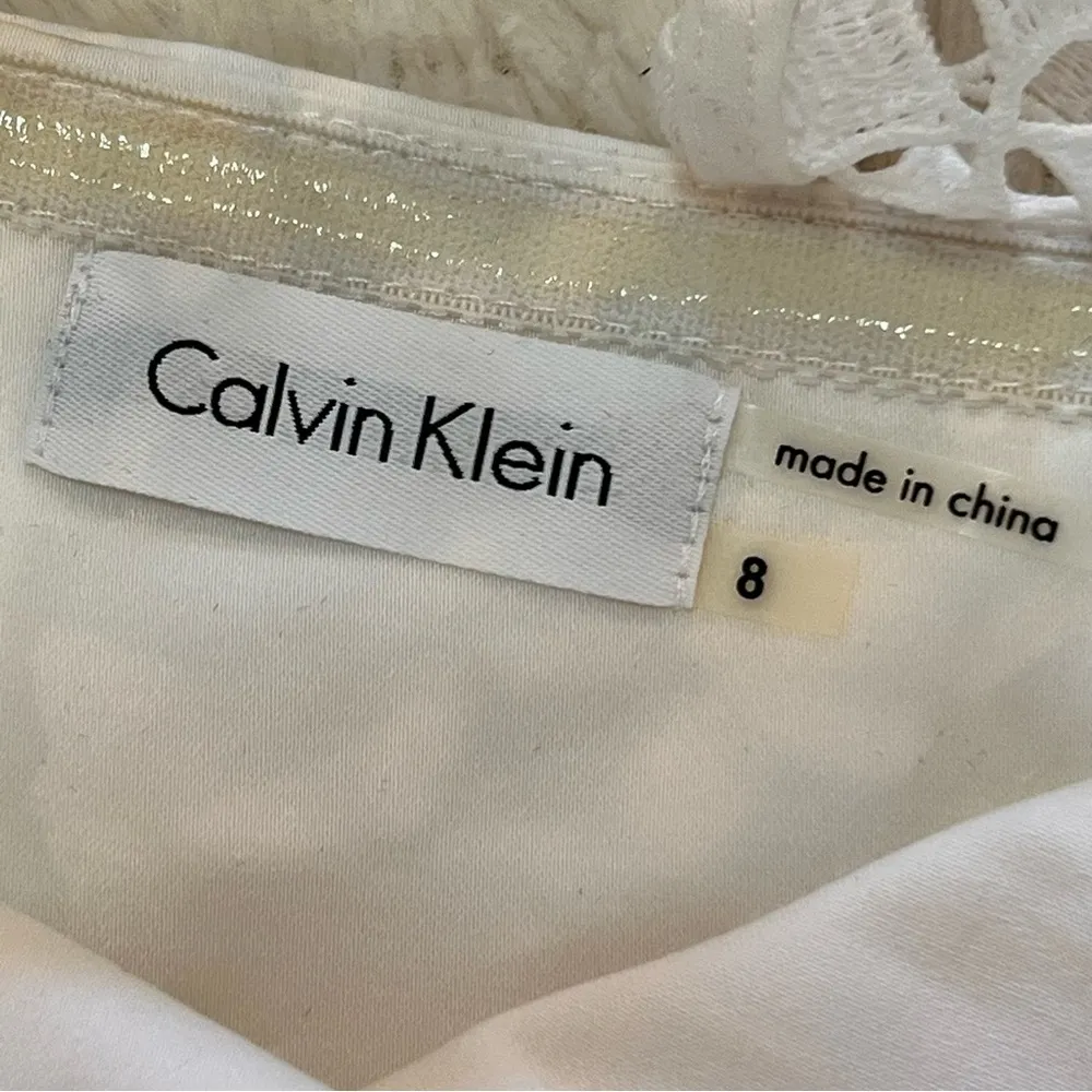 CALVIN KLEIN white dress crisp cotton size 8 sleeveless zipper back. - Image 7