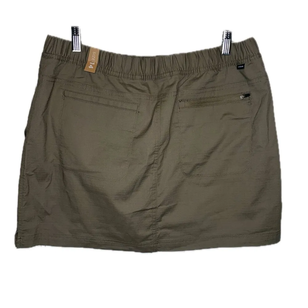 Prana Double Peak Skort Skirt Size 14 Color Mud Khaki Gorpcore Hiking Cotton NWT - Image 5