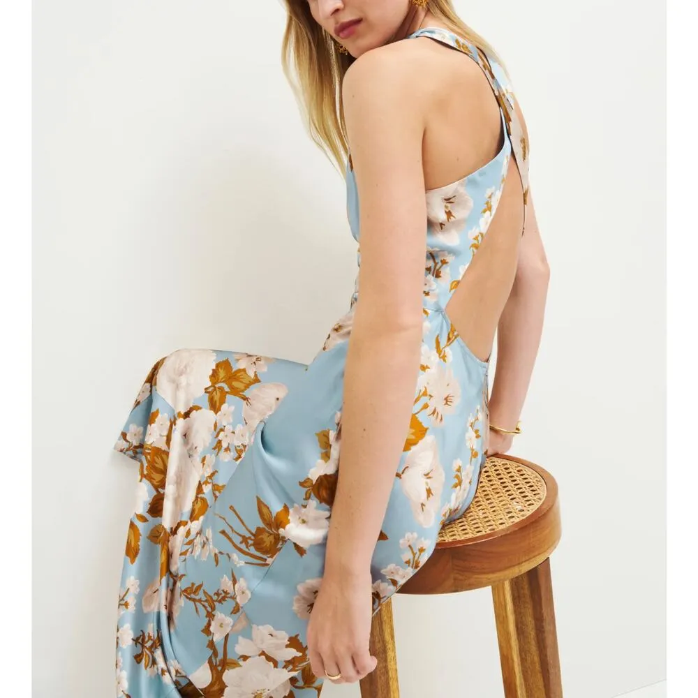 Reformation Casette Silk Dress in Serene Sz.10 NWT Preppy Bohemian Party Wedding - Image 14