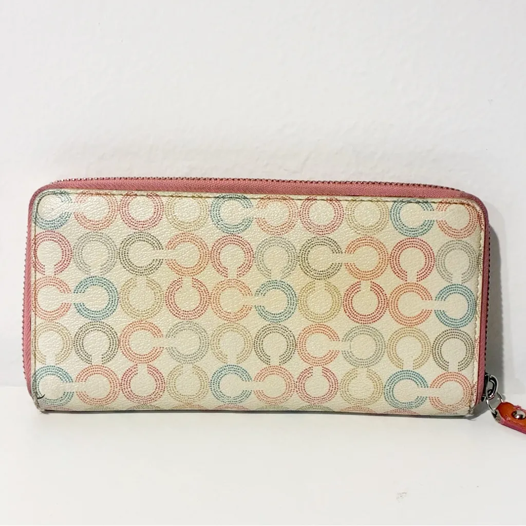 Coach Waverly Signature Accordion Zip Around Wallet Art Pop Colorful Large Pink - Image 5