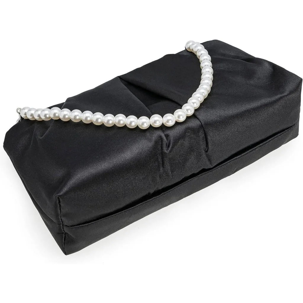 ⚡ Women's Black Evening Formal Pleated Satin Fabric Zipper Closure Clutch Bag - Image 6