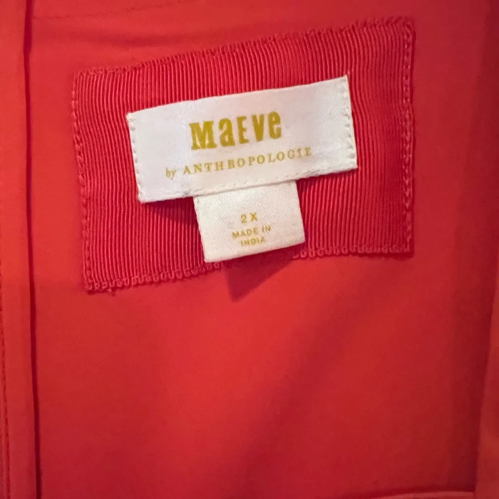 Maeve by Anthropologie Short-Sleeve Square-Neck Rouge Orange Mini Dress Size‎ 2X - Image 6