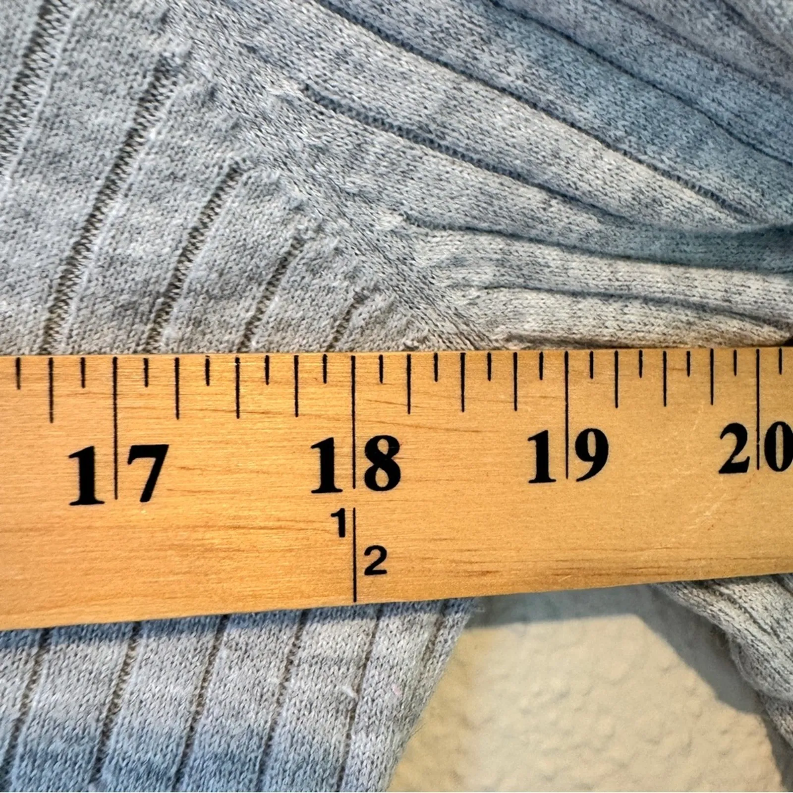 Paige Grey Ribbed Bell Sleeve Sweater Womens L Casual Classic Preppy PulloverZ - Image 10