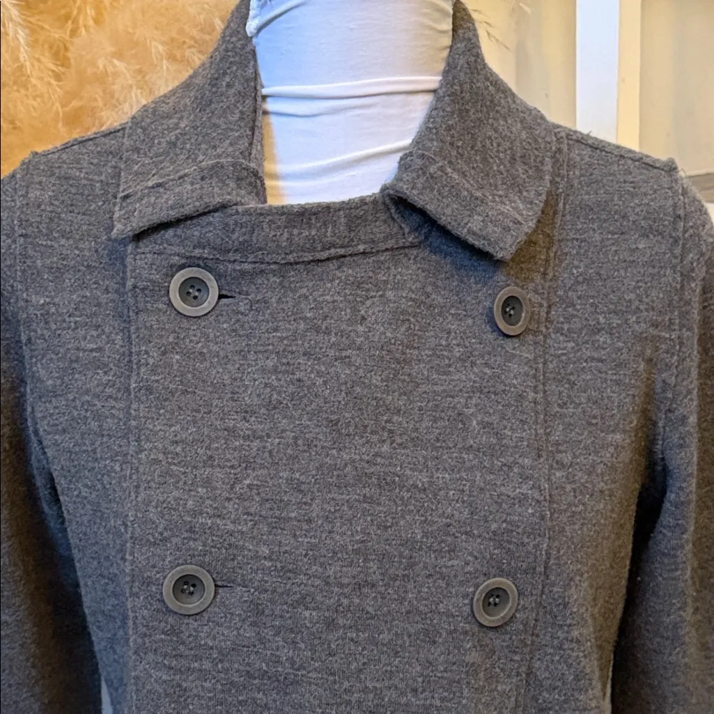 EILEEN FISHER Merino Wool Bark Felted Double-knit Pea Jacket Size Small - Image 2